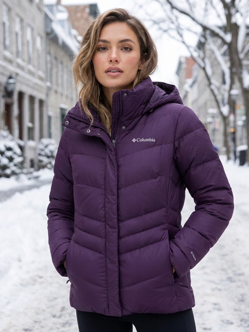 Columbia Women's Purple Hooded Puffer Jacket